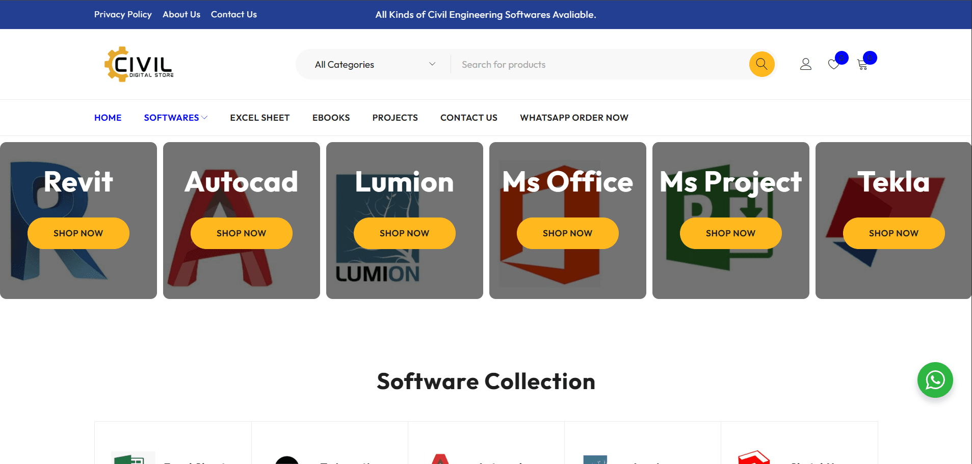 Civil Digital Store civil engineering software store homepage screenshot